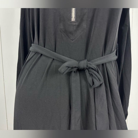 Michael Kors Women’s Sz S Black 1/4 Zip Front Dress Waist Tie W/ Long Sleeve - Picture 8 of 15